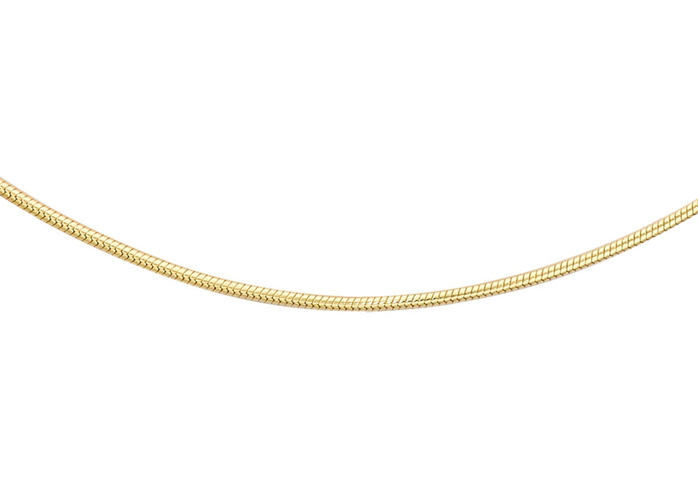 18ct Yellow Gold Round Snake Chain