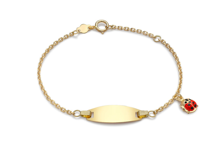 Ladybird Charm Child's Adjustable ID Bracelet 18ct Gold