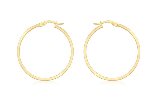 18ct Yellow Gold 30mm Rectangular Tube Creole Earrings