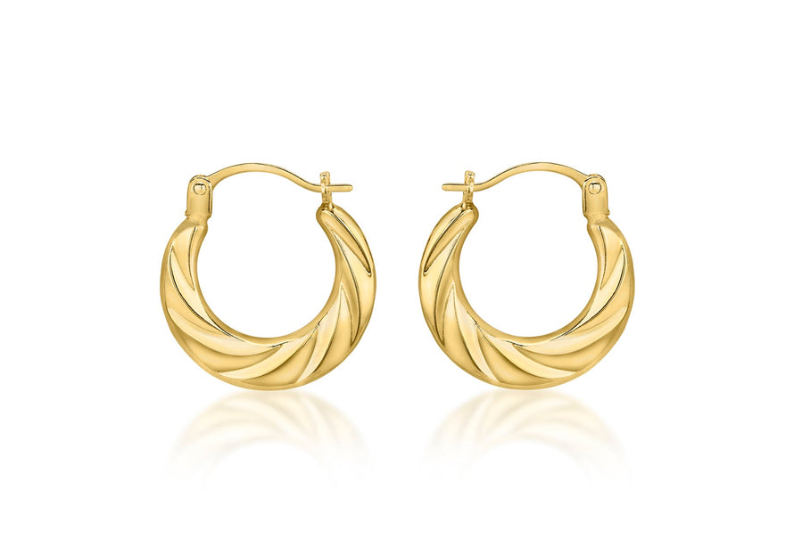 18ct Yellow Gold 14.5mm x 15.5mm Twist Creole Earrings