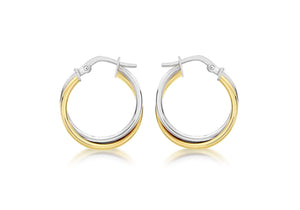 18ct 2-Colour Gold Double Tube Creole Earrings