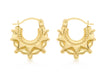18ct Yellow Gold 14mm x 17mm Star-Patterned Creole Earrings