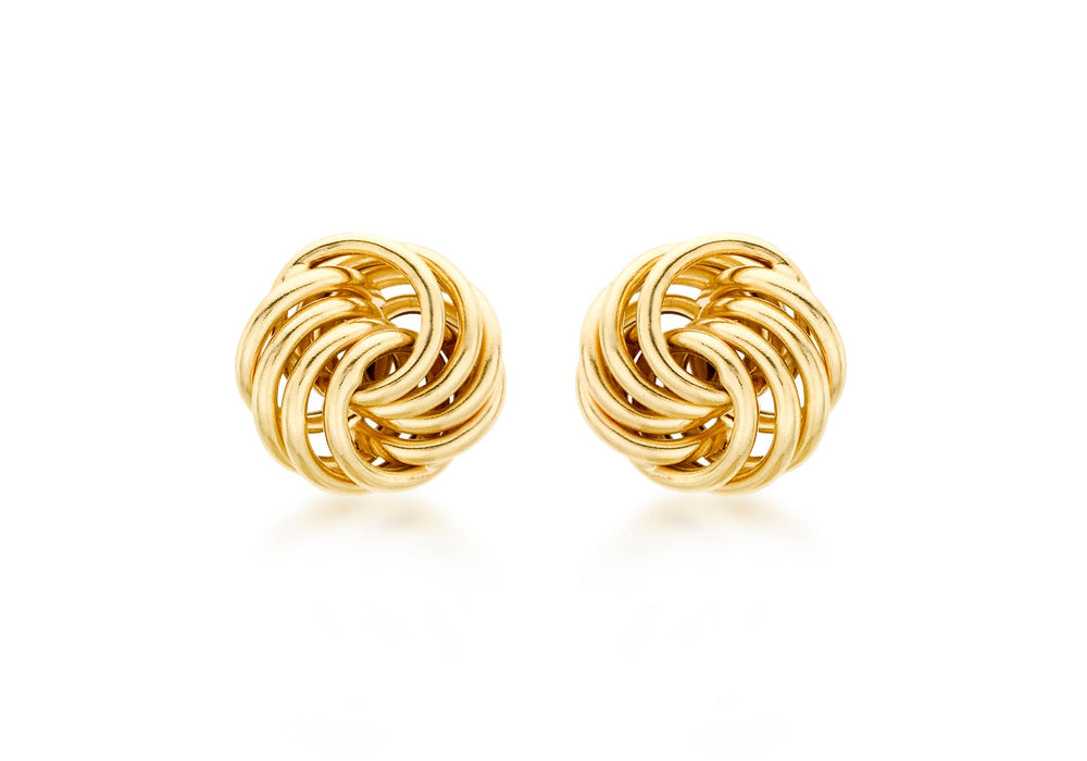 18ct Yellow Gold 10mm Rose Stud Earrings