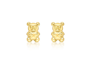 18ct Yellow Gold Teddy Bear Stud Earrings