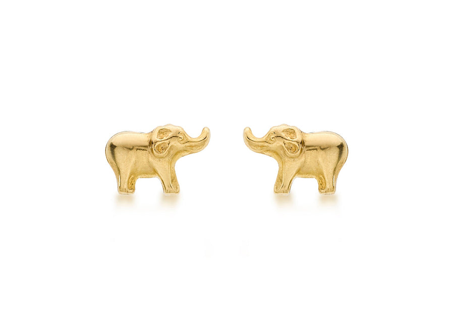 18ct Yellow Gold 8.2mm x 5.5mm Baby Elephant Stud Earrings