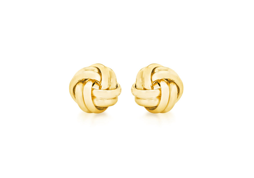 18ct Yellow Gold 9mm Knot Stud Earrings