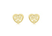 18ct Yellow Gold 8mm x 7mm Flower Heart Stud Earrings