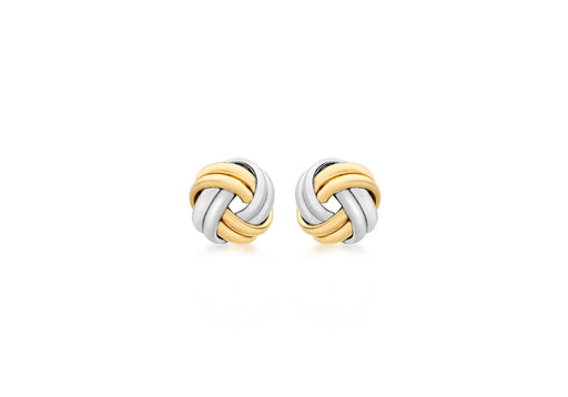 Double Knot Stud Earrings 18ct 2-Colour Gold