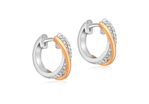 18ct 2-Colour Gold 0.55t Diamond Crossover Hoop Earrings