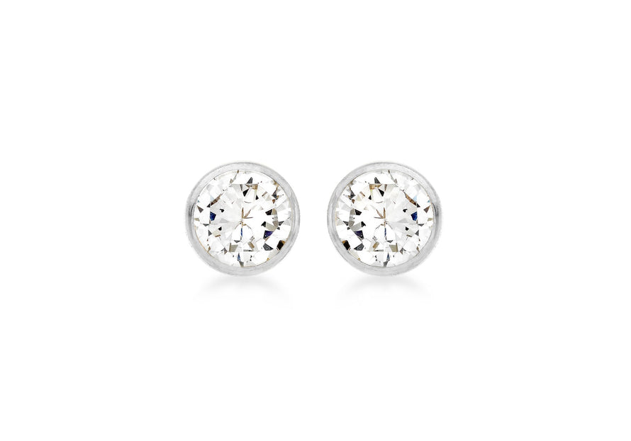 18ct White Gold Zirconia Stud Earrings