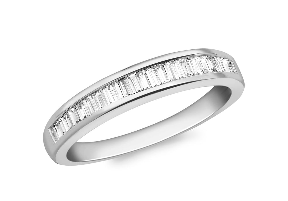 18ct White Gold 0.31t Baguette Cut Diamond Channel Set Half Eternity Ring
