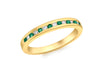 18ct Yellow Gold 0.10ct Diamond and Emerald Channel Set Half Eternity Ring