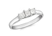 Diamond 3-Square-Stone Ring 18ct White Gold