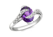 Diamond and Oval Amethyst Ring 18ct White Gold 