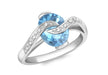 Diamond and Oval Blue Topaz Ring 18ct White Gold