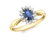 18ct Yellow Gold 0.10ct Diamond and Sapphire Flower Cluster Ring