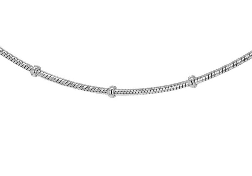 Sterling Silver Rhodium Plated Ball and Snake Chain