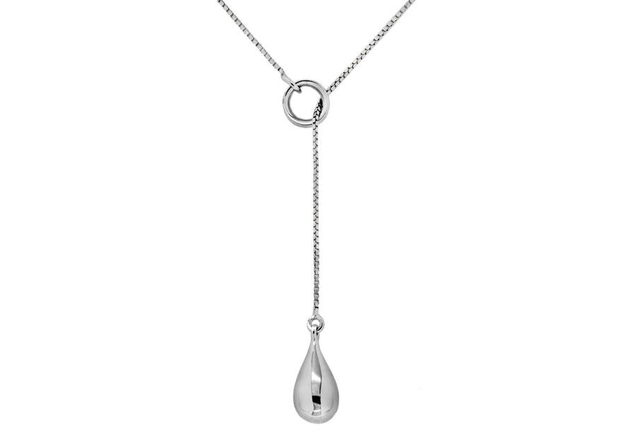 Sterling Silver Rhodium Plated Teardrop Y Shaped Necklace  41m/16"9