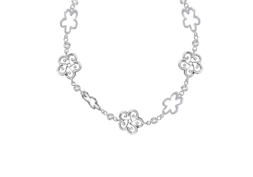 Sterling Silver Cutout Fili Flower Necklace 