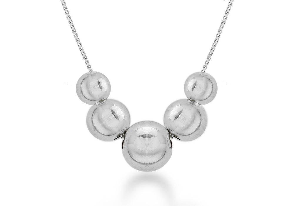 Sterling Silver Five Ball Necklace 