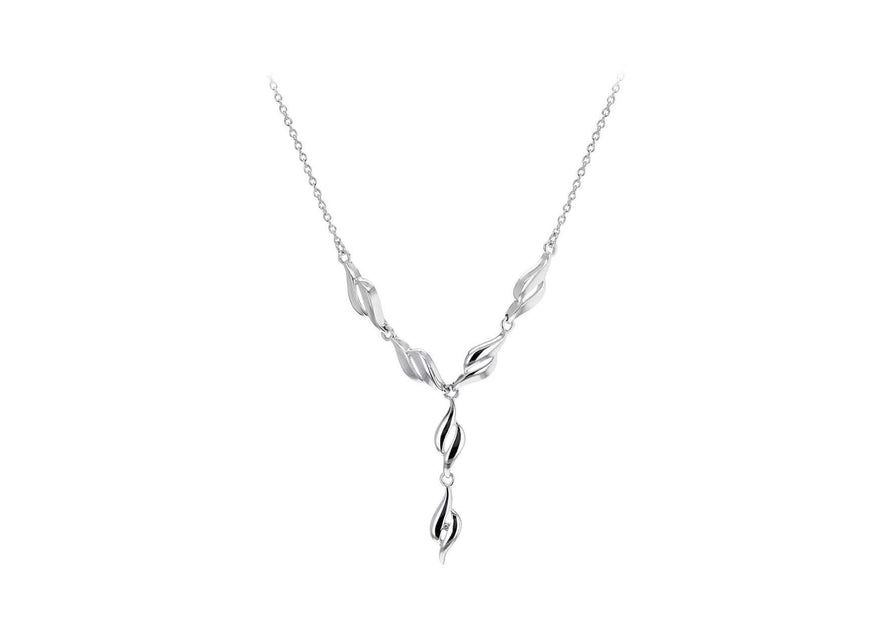 Sterling Silver Rhodium Plated Diamond Slip Necklace 