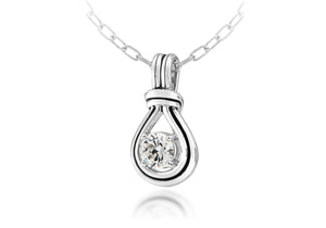 Sterling Silver Rhodium Plated Zirconia  Knot Pendant on Adjustable Chain Necklace  41m/16" - 46m/18"9