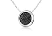 Sterling Silver Rhodium Plated Black Zirconia  Disc Pendant on Adjustable Chain Necklace  41m/16" - 46m/18"9