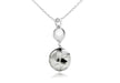 Sterling Silver Rhodium Plated Black RCutilated Quartz Drop Pendant on Adjustable Chain Necklace  41m/16"-46m/18"9