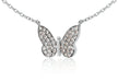 Sterling Silver Rhodium Plated Zirconia Butterfly Adjustable Necklac