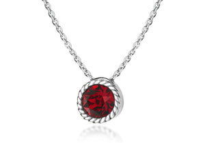 Sterling Silver Red Swarovski Crystal July Birthstone Necklace