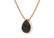 Sterling Silver Rose Gold Plated Black Zirconia  Teardrop Pendant on Adjustable Chain Necklace  46m/18"9