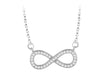 Sterling Silver Rhodium Plated Zirconia  20mm x 9mm Infinity Adjustable Necklace  42m/16.5"-44.5m/17.5"9