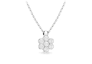 Sterling Silver Rhodium Plated Zirconia  Flower Pendant on Adjustable Chain Necklace  46m/18"9