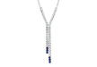 Sterling Silver Rhodium Plated Blue and White Zirconia  Drop Necklet 46m/18"9