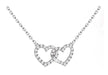 Sterling Silver Rhodium Plated Zirconia  19mm x 10mm Double-Heart Adjustable Necklet 39.5m/15.5"-42m/16.5"9