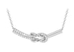 Sterling Silver Rhodium Plated Zirconia  Figure 8 Knot Adjustable Necklet 39.5m/15.5"-42m/16.5"9