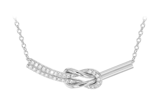 Sterling Silver Rhodium Plated Zirconia  Figure 8 Knot Adjustable Necklet 39.5m/15.5"-42m/16.5"9