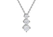 Sterling Silver Rhodium Plated Graduated Trilogy Zirconia  8mm x 18mm Pendant on Adjustable Chain Necklace  39.5m/15.5"-42m/16.5"9