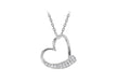 Sterling Silver Rhodium Plated Zirconia  Fikle Heart Pendant with Adjustable Chain Necklace