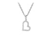 Sterling Silver Rhodium Plated Small Zirconia  Open-Heart Pendant on Adjustable Chain Necklace  39.5m/15.5"-42m/16.5"9