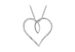 Sterling Silver Rhodium Plated Large Zirconia Open-Heart Pendant Necklace 