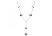 Sterling Silver Rhodium Plated and RCuthenium Bead Y Necklet 46m/18"9