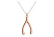 Sterling Silver Rose Gold Plated 10mm x 19mm Wishbone Necklace  46m/18"9