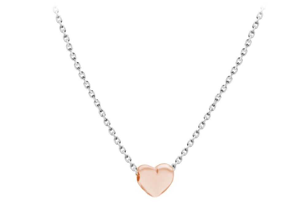 Sterling Silver Rose Gold Plated 5mm x 6mm Heart Adjustable Necklace  41m/16"-46m/18"9