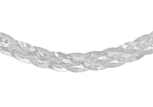 Sterling Silver Patterned & Polished 6-Strand Plaited Herringbone Necklace  43m/17"9