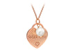Sterling Silver Rose Gold Plated 'With Love' Heart and Pearl Adjustable Necklace  41m/16"-46m/18"9