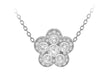 Sterling Silver Rhodium Plated White Zirconia  18mm x 17.6mm Flower Adjustable Necklace  43m/17"-46m/18"9
