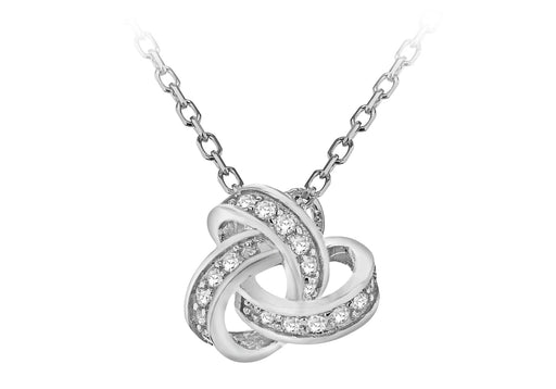 Sterling Silver Rhodium Plated Zirconia  13mm Knot Adjustable Necklace  43m/17"-46m/18"9