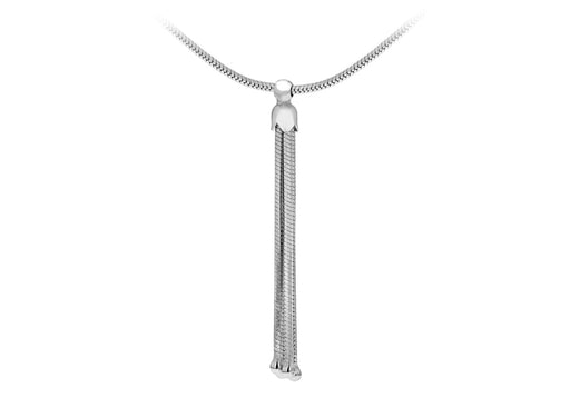 Sterling Silver Rhodium Plated Snake Chain Tassel Necklace  46m/18"9