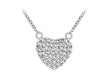 Sterling Silver Rhodium Plated Zirconia  10.5mm x 10.75mm Heart Necklace  41m/16"-46m/18"9
